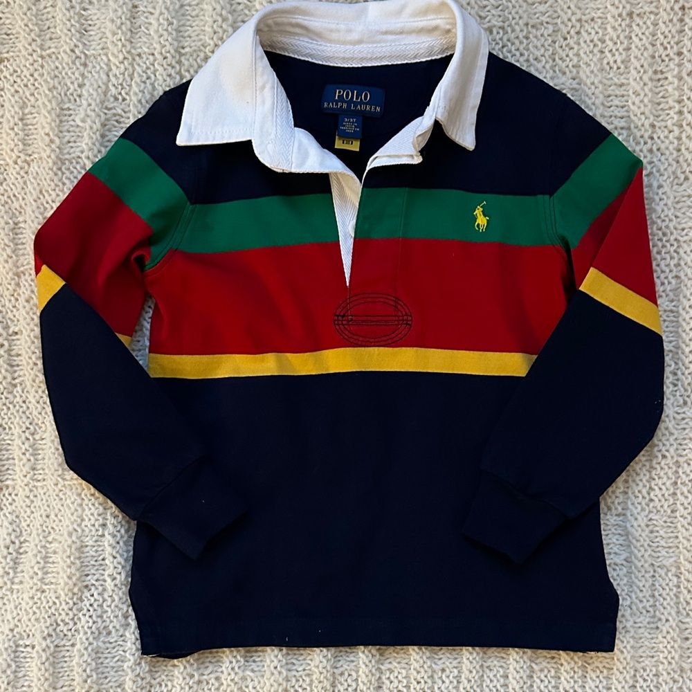 Polo by Ralph Lauren Kids' Striped Rugby Shirt - Red, Green, Yellow, Blue